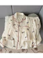 Bộ ngủ pyjama (quần áo dài) phong cách hàn quốc đũi bông mây họa tiết dễ thương