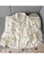 Bộ ngủ pyjama (quần áo dài) phong cách hàn quốc đũi bông mây họa tiết dễ thương