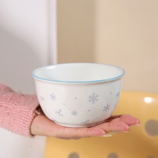 Bộ tô sứ sơn mài họa tiết nơ màu hồng xanh cổng sứ, gồm tô, bát, bát quai thao