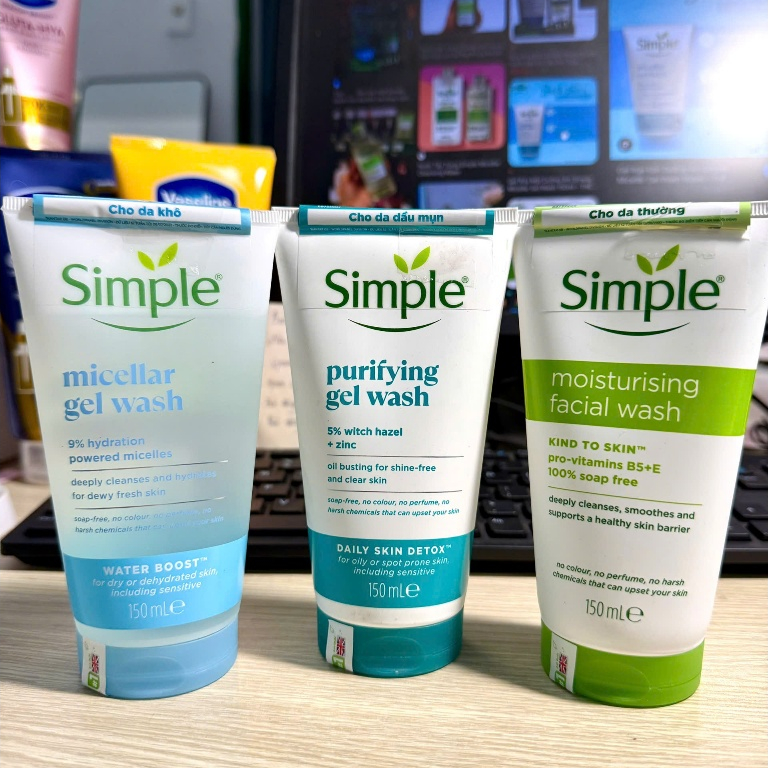 [150ml] Sữa rửa mặt Simple chính hãng, khách hàng lựa chọn theo loại da