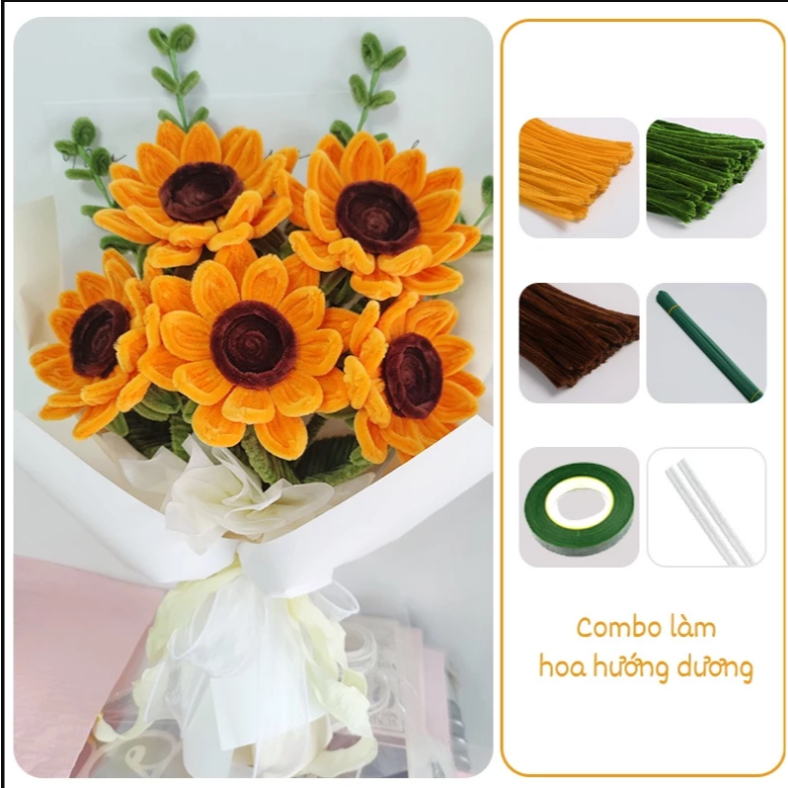Set Nguyên Liệu Làm Hoa Hướng Dương Bằng Kẽm Nhung | Shopee Việt Nam