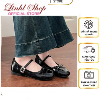 Giày Búp Bê Nữ Màu bạc Mary Jane Quai Ngang Nơ Nhỏ Da Mềm – Giày Nữ Dễ Thương Phong Cách Hàn Quốc M062