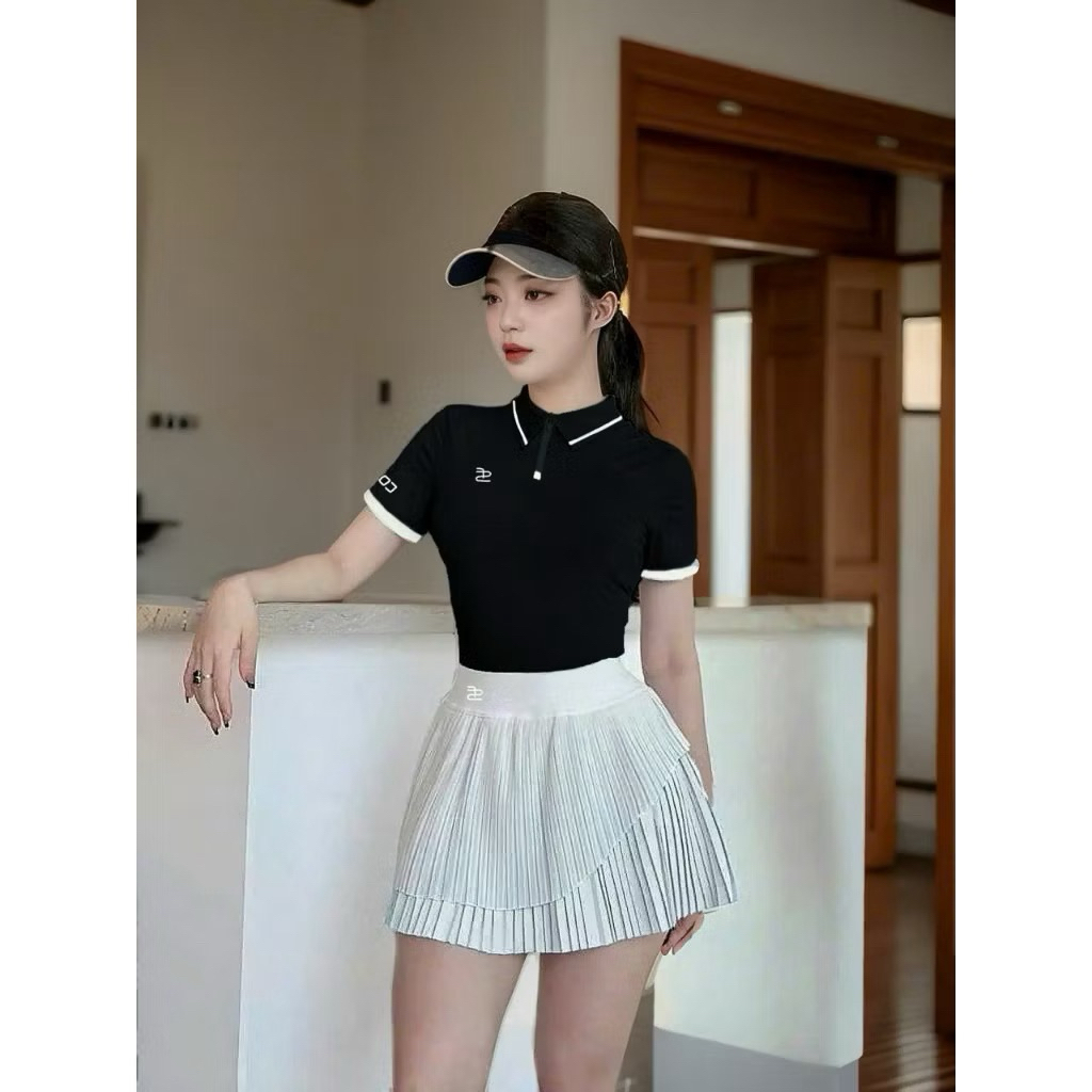 Bộ thể thao nữ, Bộ váy áo cổ l chơi Pickleball, Tennis, Golf, Cầu lông...Hàng QC CAO CẤP