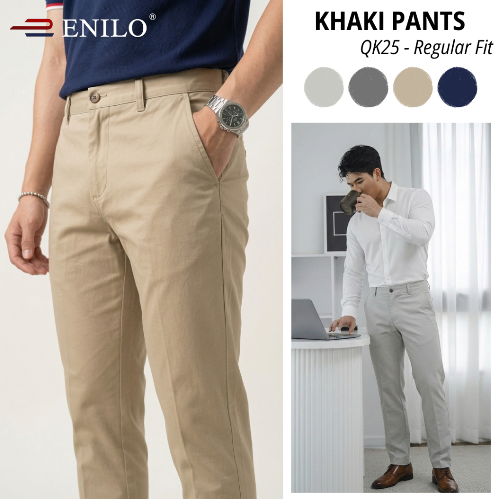 Quần dài kaki nam Enilo phom regular fit thoải mái, lịch sự QK-025E ...