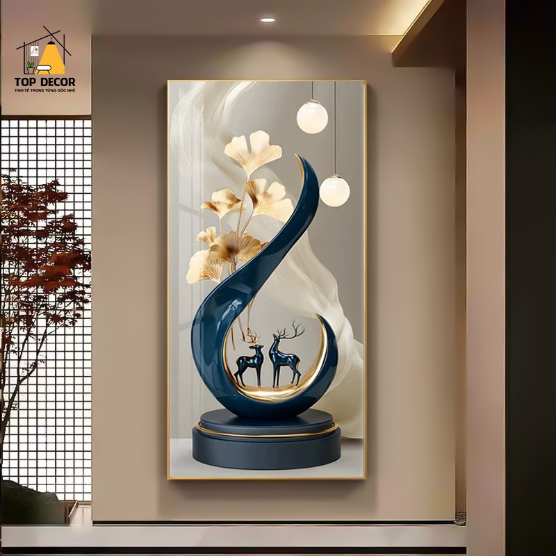 Tranh Treo Decor "Nai Vàng - Tài Lộc" Tranh Decor - Tranh Treo Phòng khách, Tranh Treo phòng ngủ, Tranh tráng gương