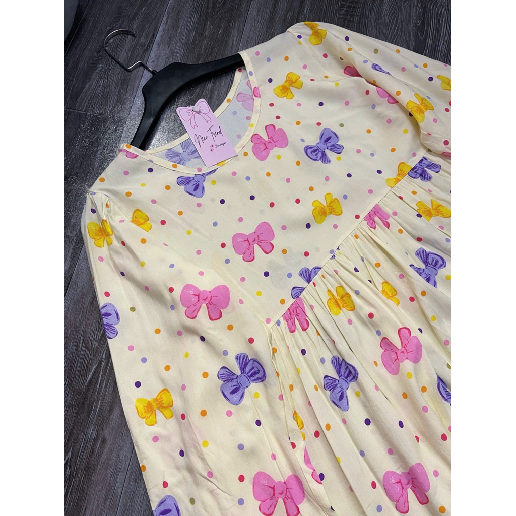 Tole Babydoll Tay Dài Freesize 40-65kg Hoạ Tiết Xinh