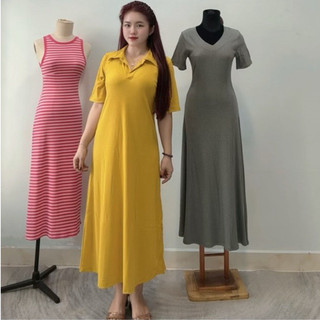 ĐẦM TAY LỠ CỔ TRỤ PHOM RỘNG DÁNG DÀI CHỮ A Freesize dưới 75jg mặc đẹp