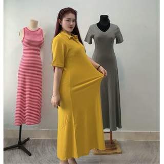 ĐẦM TAY LỠ CỔ TRỤ PHOM RỘNG DÁNG DÀI CHỮ A Freesize dưới 75jg mặc đẹp