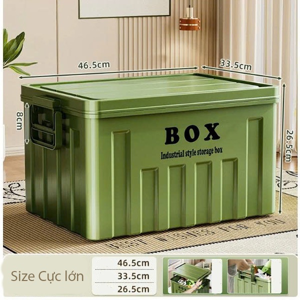 Thùng lưu trữ có tay cầm, thùng tiện ích đựng đồ có thể xếp chồng SH0068 hộp đựng đồ có nắp để ô tô