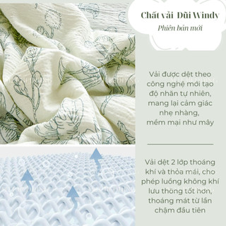 Bộ ga giường và vỏ gối Cotton Đũi Windy M2T BEDDING - bộ gồm 1 ga giường và 2 vỏ gối nằm, mềm, mịn, mát