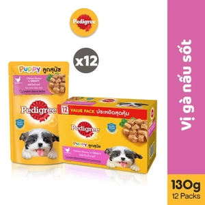 Bộ Túi Thức Ăn Ướt Cho Chó Con PEDIGREE Dạng Sốt Vị Gà, 130g