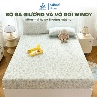 Bộ ga giường và vỏ gối Cotton Đũi Windy M2T BEDDING - bộ gồm 1 ga giường và 2 vỏ gối nằm, mềm, mịn, mát