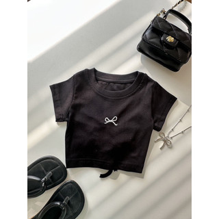 order quảng châu- áo croptop thun mềm cổ tròn đơn giản cho bé gái