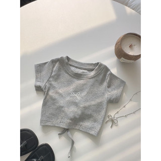 order quảng châu- áo croptop thun mềm cổ tròn đơn giản cho bé gái