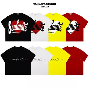 Áo Thun Valentine Vasnava Boxy Soulmate - Cotton Nam Nữ Form Boxy Tay Lỡ Oversize Cổ Tròn Cotton 250gsm co giãn 2 chiều