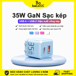 35W GaN Gallium nitrua Củ sạc nhanh 2 cổng USB+ Type C Bộ sạc Chấu cắm gập gọn iP PD PPS 5V 9V 12V 1A 2A 3A 20W 30W 35W