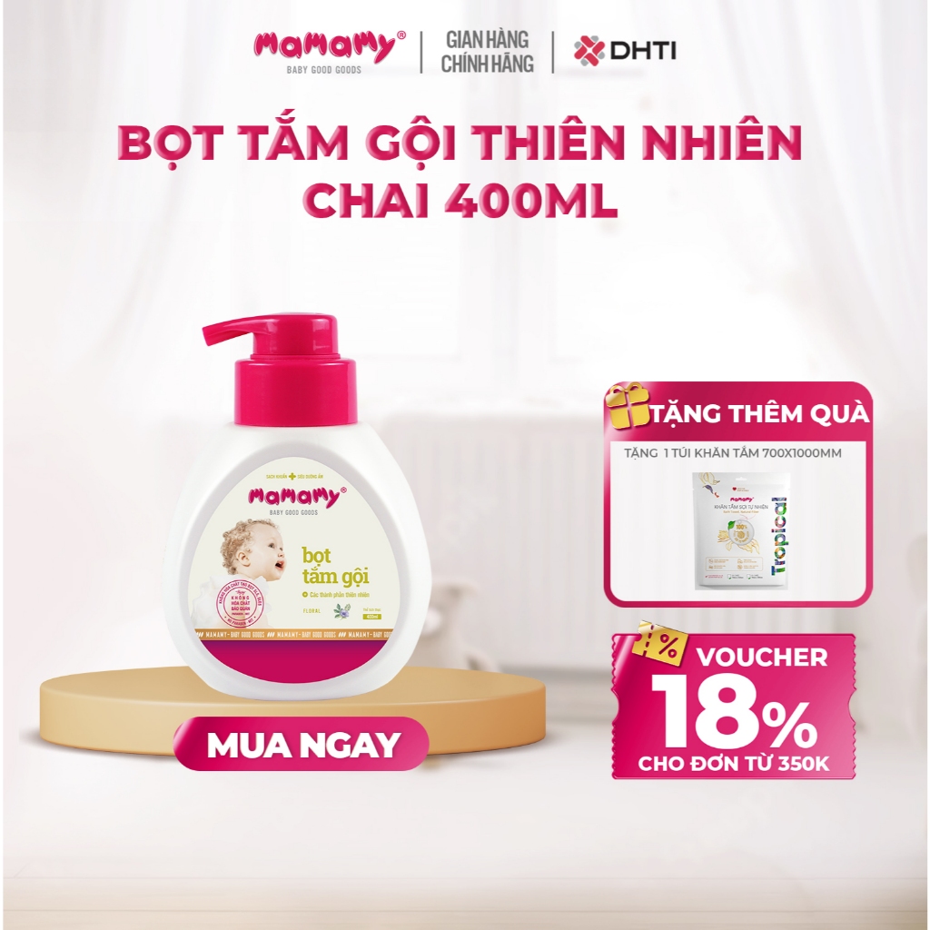 Sữa tắm gội đầu tạo bọt cao cấp cho bé Mamamy gốc thực vật, dịu lành 4 ...