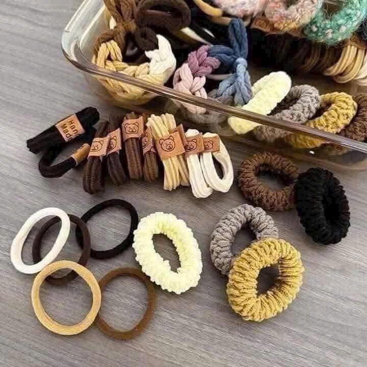 Set 136 Dây Buộc Tóc Nữ Cao Cấp – Chun Buộc Tóc Nhiều Mẫu Xinh | Nơ, Gấu, Lò Xo, Thun Bản To – Phụ Kiện Tóc Nữ siêu xinh