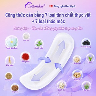 Băng vệ sinh Snow Lotus Cottonday 160mm (2 miếng), chứa 14 chiết xuất thảo dược tự nhiên