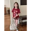 .Sét váy kẻ xếp ly cho bé gái in họa tiết,chất vải cotton mềm mịn thoáng mát.V10