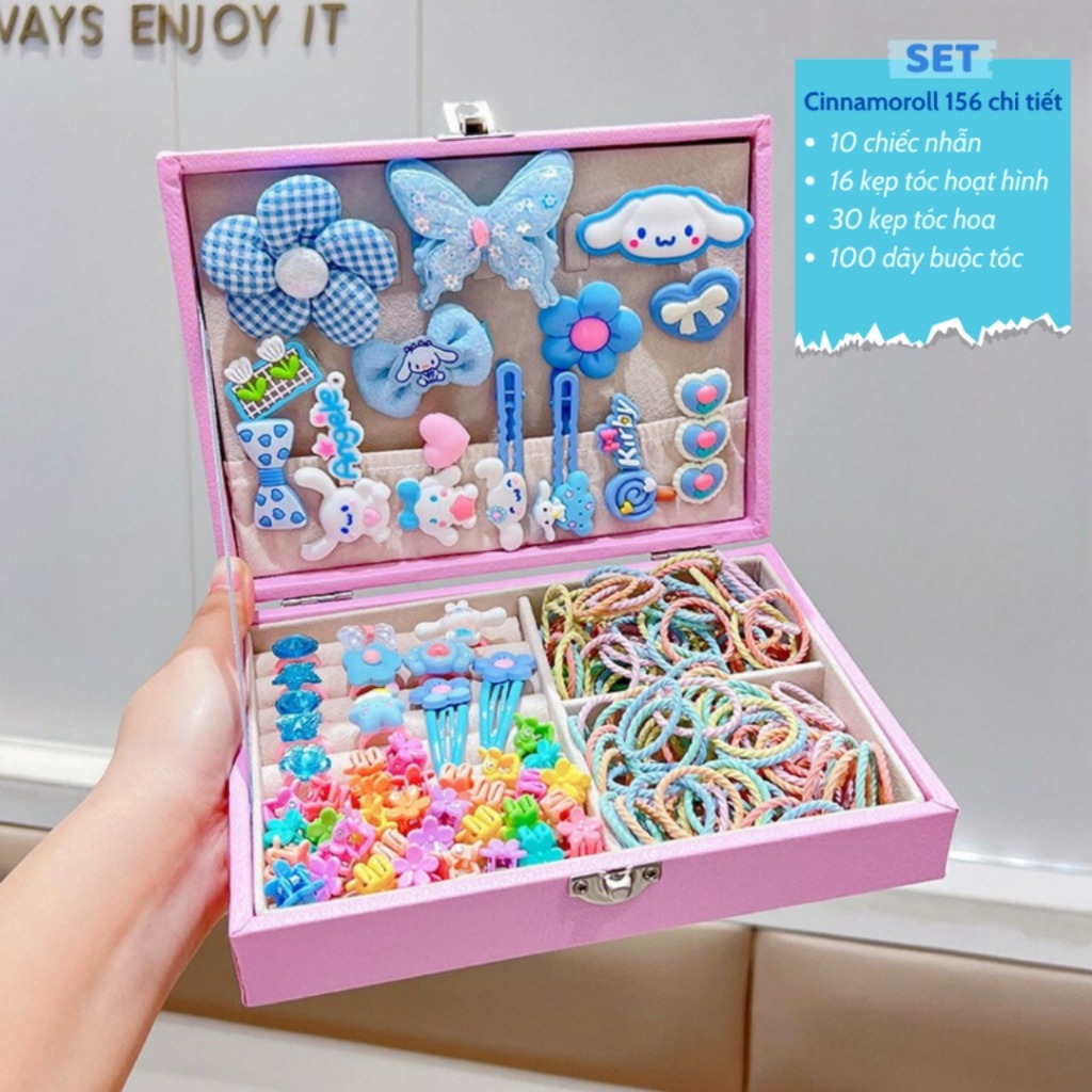 Hộp Phụ Kiện Tóc Cho Bé Gái Cao Cấp – Set Kẹp Tóc & Dây Buộc Tóc Dễ Thương | Hộp Quà Nơ, Thú Hoạt Hình Cho Bé