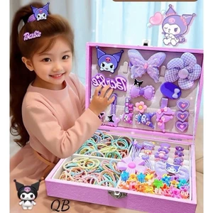 Hộp Phụ Kiện Tóc Cho Bé Gái Cao Cấp – Set Kẹp Tóc & Dây Buộc Tóc Dễ Thương | Hộp Quà Nơ, Thú Hoạt Hình Cho Bé