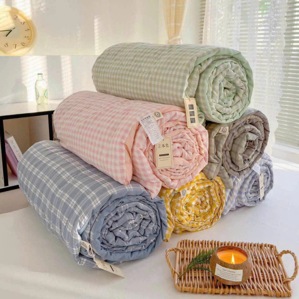 Chăn Hè Đũi Nhật Cao Cấp 2x2m3 – Họa Tiết Kẻ Sọc Tối Giản, Mềm Mát Thoáng Khí | An Như Bedding