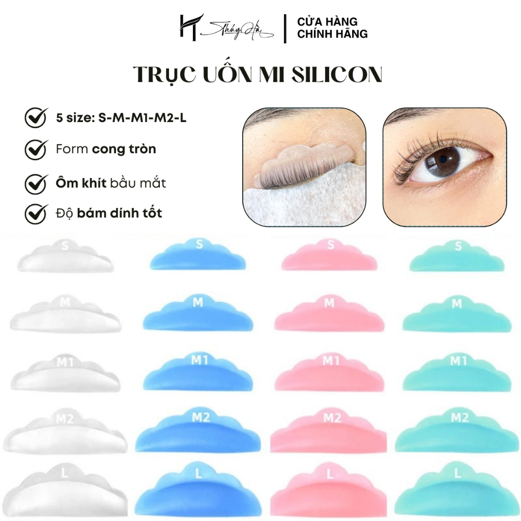 Trục Uốn Mi Silicon Loại 1 Túi 5 Cặp Đủ Size (S-M-M1-M2-L), độ bám dính cao, Dụng cụ nối mi Thúy Hà
