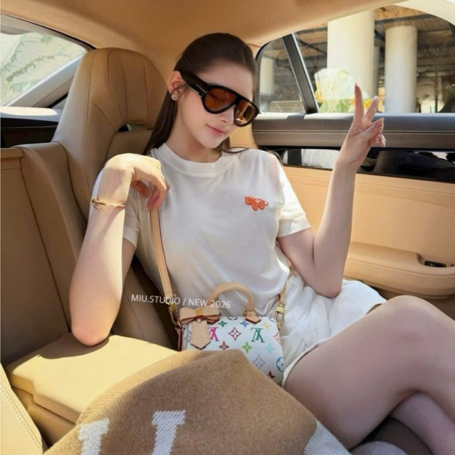 MIU.STUDIO • Set Áo thun ngựa from ôm cổ tròn tay ngắn + chân váy kaki ngắn phong cách basic Hàn Quốc trẻ trung