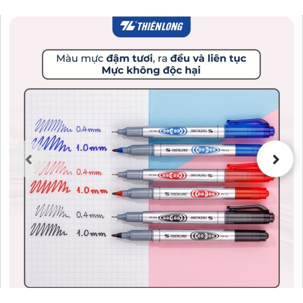 1 hộp*10c bút dạ kính Thiên Long PM04