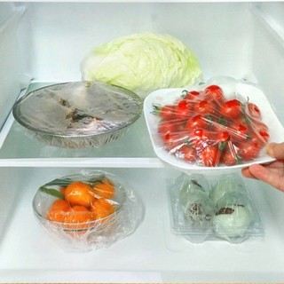 Combo 10 túi Màng bọc thực phẩm có chun chất liệu PE an toàn cho sức khỏe Túi bọc đồ ăn gói 100 chiếc
