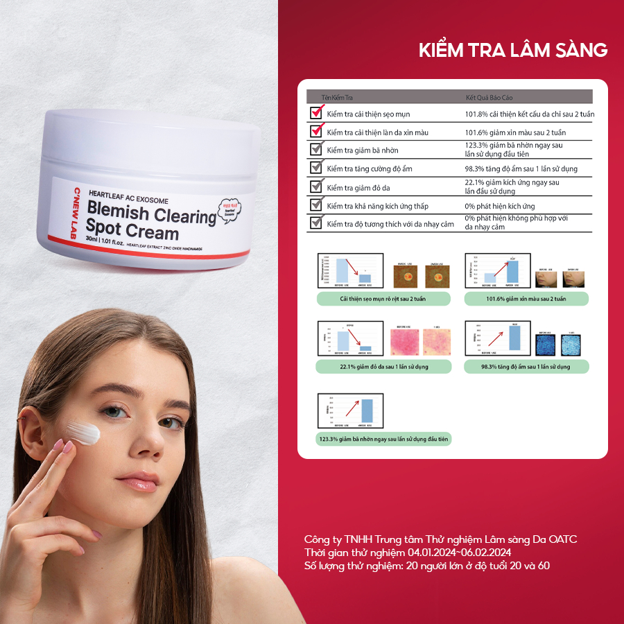 Kem chấm mụn chiết xuất diếp cá C'New Lab Heartleaf Ac Blemish Clearing Spot Cream (30ml)