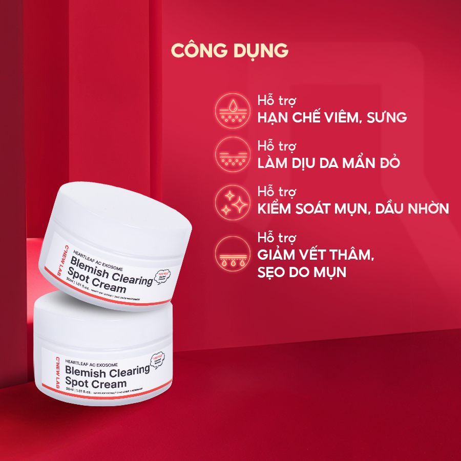 Kem chấm mụn chiết xuất diếp cá C'New Lab Heartleaf Ac Blemish Clearing Spot Cream (30ml)