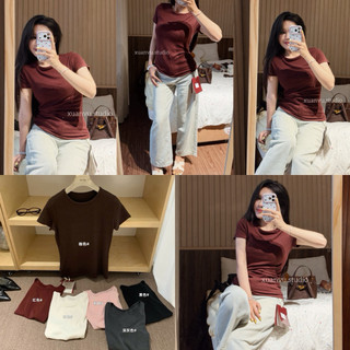 𝐏𝐡𝐢𝐞𝐧 𝐖𝐆𝐖𝐄 | (Sẵn) W8886 Áo Thun Mịn Cộc Tay Ôm Body Trơn