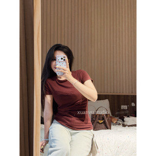 𝐏𝐡𝐢𝐞𝐧 𝐖𝐆𝐖𝐄 | (Sẵn) W8886 Áo Thun Mịn Cộc Tay Ôm Body Trơn