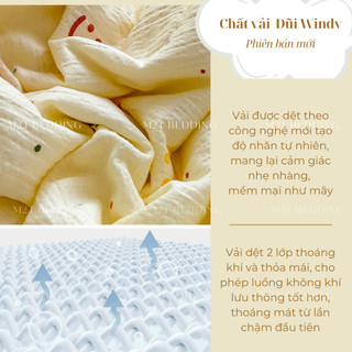 Bộ ga giường và vỏ gối Cotton Đũi Windy M2T BEDDING - bộ gồm 1 ga giường và 2 vỏ gối nằm 50x70cm, mềm, mịn, mát