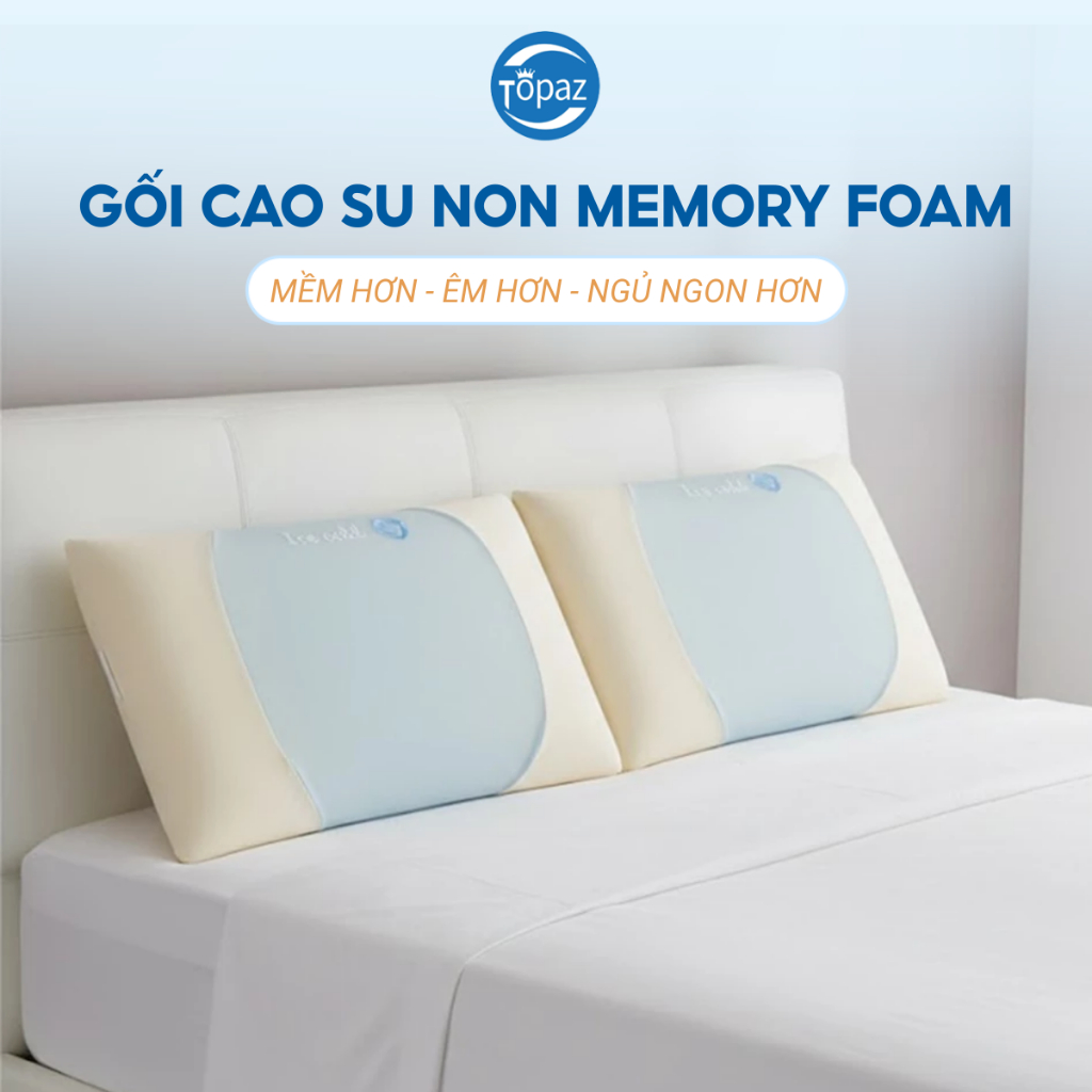 Gối Cao Su Non Memory Foam TOPAZ Siêu Mềm Siểu Êm Hỗ Trợ Nâng Đỡ Cổ Giảm Đau Vai Gáy Phù Hợp Mọi Tư Thế Nằm