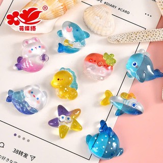 CHARM PHÁT SÁNG: Set Charm Đại Dương Cute – Cá Heo, Cá Mập, Sao Biển Kawaii Trang Trí Dép