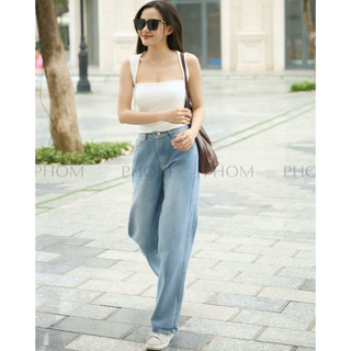 Quần Jeans Nữ PHOM Dáng Dài Ống Suông Ống Đứng Cạp Cao (có bigsize) PQ02
