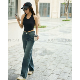 Quần Jeans Nữ PHOM Dáng Dài Ống Suông Ống Đứng Cạp Cao (có bigsize)  PQ02