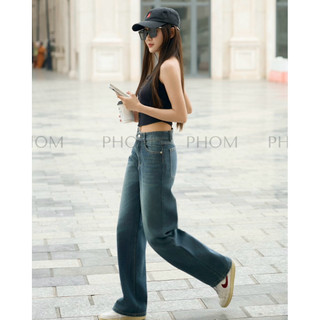 Quần Jeans Nữ PHOM Dáng Dài Ống Suông Ống Đứng Cạp Cao (có bigsize) PQ02