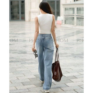 Quần Jeans Nữ PHOM Dáng Dài Ống Suông Ống Đứng Cạp Cao (có bigsize) PQ02