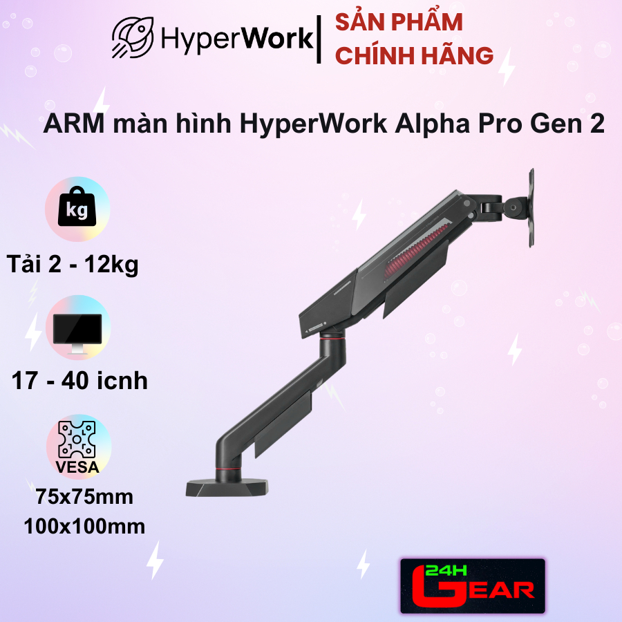 Giá treo / Arm màn hình HyperWork Alpha Pro Gen 2 (Hỗ trợ màn 2-12Kg ...