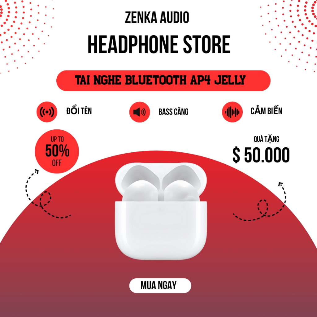 Tai Nghe Không Dây Bluetooth AP4 PIN 8H Chống Nước Chống Ồn Tai Nghe Đủ Chức Năng Xuyên Âm Thanh Vòm