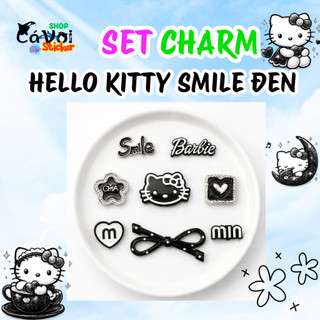 Set charm Hello Kitty 8 món Smile đen