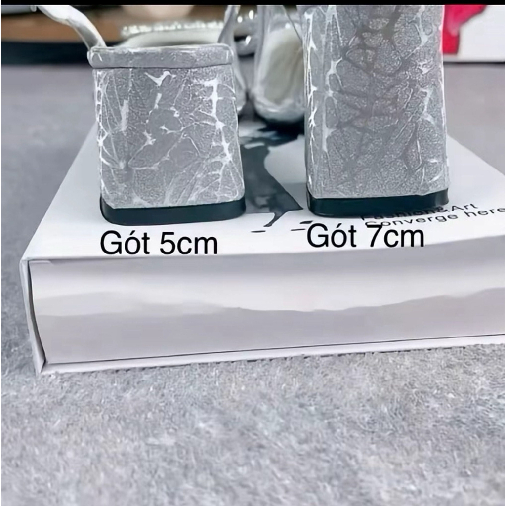 | Bigsize 35 - 41 | Giầy cao gót chất kim tuyến phối mica trong hoạ tiết nơ trang trí siêu xinh B08