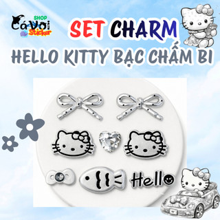 Set charm Hello Kitty bạc chấm bi - Set charm 8 món trending 2026- Siu HOT