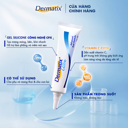 Gel Mờ Sẹo Dermatix Ultra 7g làm phẳng, mềm, mờ sẹo thâm
