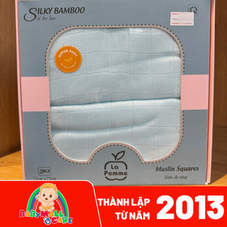 Set 2 Khăn Sữa Sợi Tre Lụa La Pomme 75x75cm Silky Bamboo Cho Bé Sơ Sinh Babymall & Care