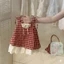 Váy bé gái, đầm bé gái SỌC KẺ ĐỎ BÈO ĐUÔI CÁ phong cách Vintage cho bé mặc hè đi chơi, váy cho bé gái tặng khăn